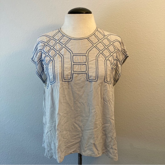1/8 TAKAMURA Gray Blue Embroidered Sleeveless Blouse M - Picture 1 of 9
